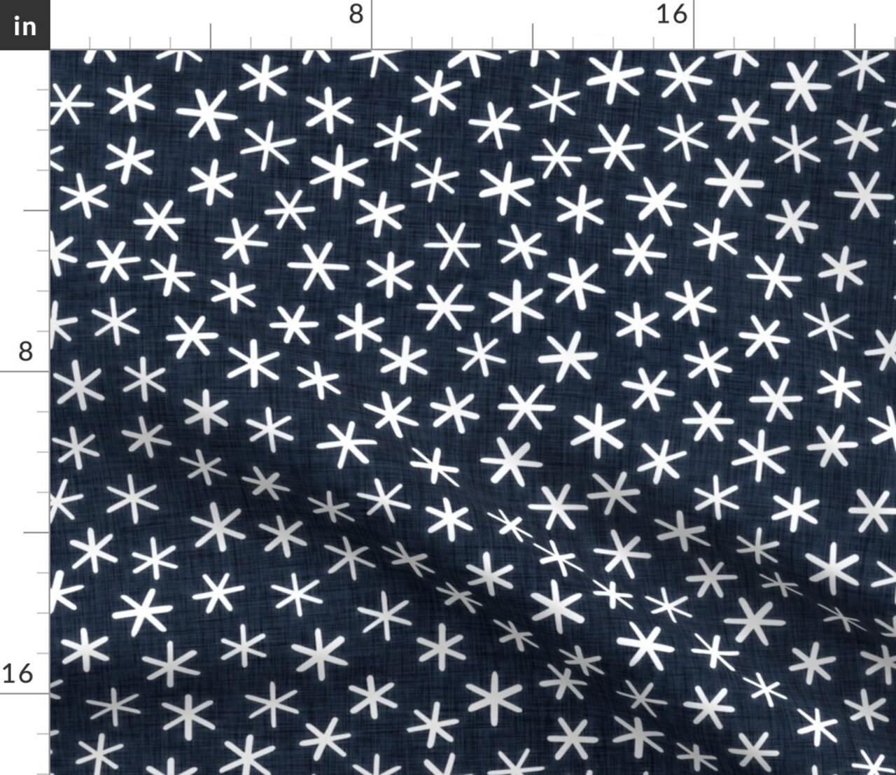 Whimsical Ditsy Boho Dark Blue Starry Night Custom Printed Fabric by Spoonflower Various Fabrics by the Yard or Fat Quarter